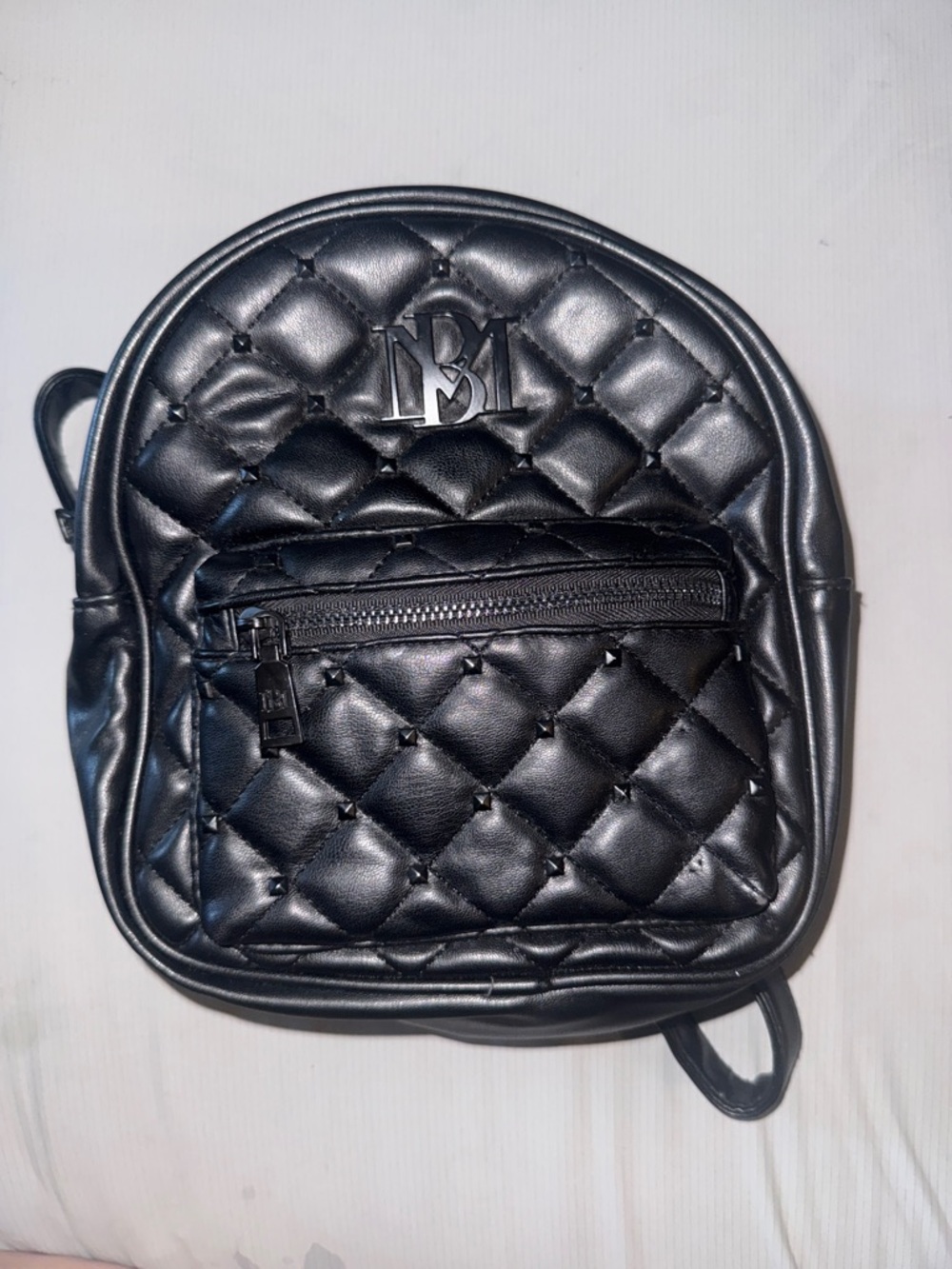 Badgley Mischka Black Quilted Mini Backpack